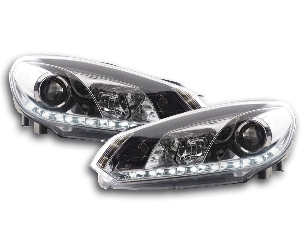 Scheinwerfer Set Daylight LED Tagfahrlicht VW Golf 6 Typ 1K 08- chrom Scheinwerfer Set Daylight LED Tagfahrlicht VW Golf 6 Typ 1K 08- chrom